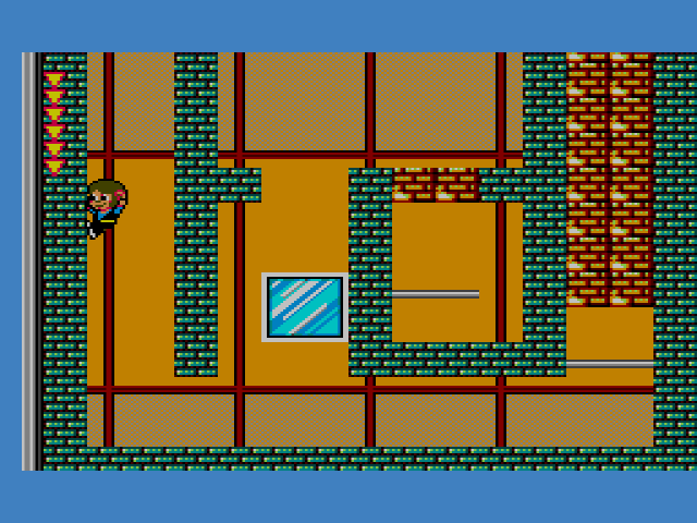 Alex Kidd jumping off a wall