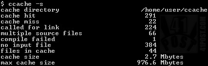 Ccache usage statistics screenshot
