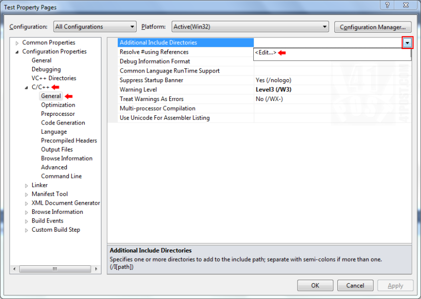 Visual C++ Express: Additional Include Directories