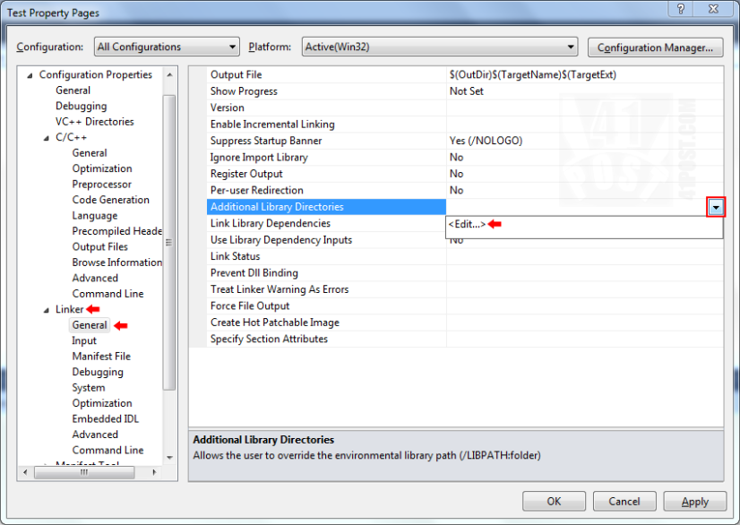 Visual C++ Express: Additional Library Directories